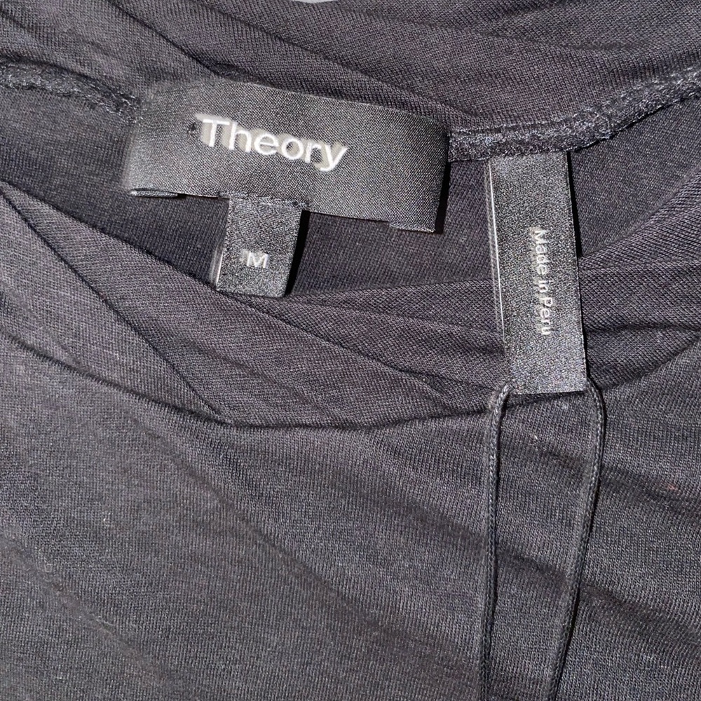 Theory Drape Twist Bodycon Dress Pima Cotton Black Women's - Medium - Picture 4 of 5
